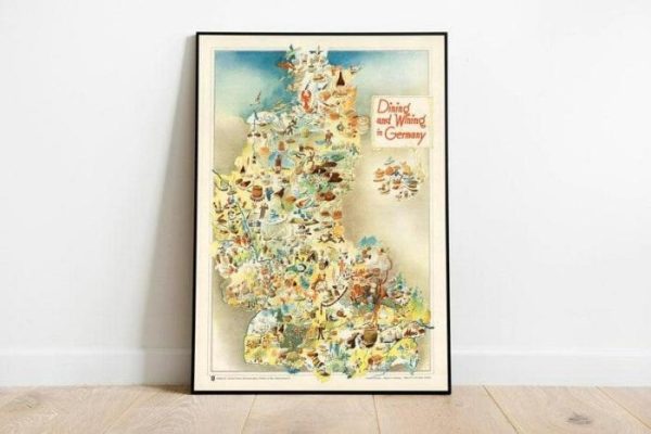 Vintage Wall Art | Germany Gastronomy Map Print, Dining And Wining In Germany, 20×28 inches Vintage Wall Art Vintage Wall Art