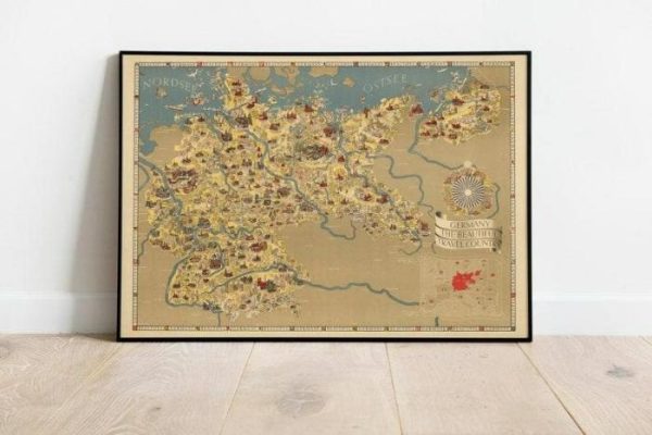 Vintage Wall Art | Germany Map Print, Art History, 28×40 inches Vintage Wall Art Vintage Wall Art