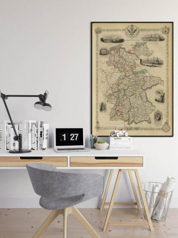 Vintage Wall Art | Germany Map Print Wall Art, 1851 Germany Vintage Map Wall Prints, 32×40 inches Vintage Wall Art Vintage Wall Art