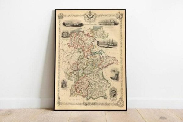 Vintage Wall Art | Germany Map Print Wall Art, 1851 Germany Vintage Map Wall Prints, 32×40 inches Vintage Wall Art Vintage Wall Art