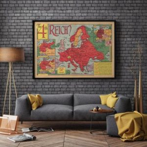 Vintage Wall Art | Germany World War 2 Map Print, Poster Print, 12×16 inches Vintage Wall Art Vintage Wall Art