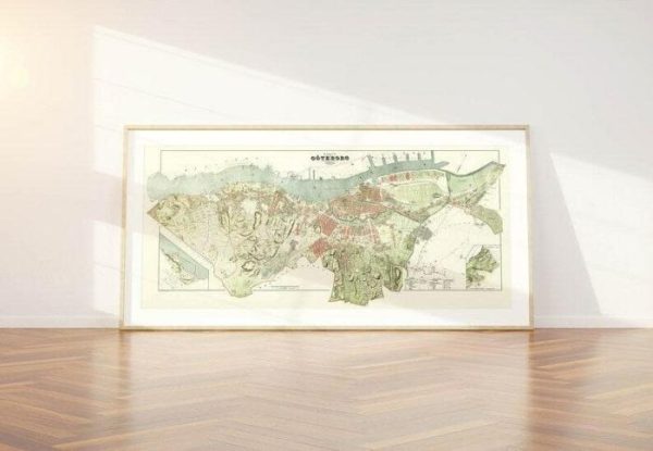 Vintage Wall Art | Gothenburg Map, Gothenburg Old Map, 24×42 inches Vintage Wall Art Vintage Wall Art