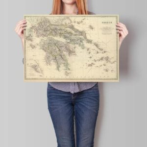 Vintage Wall Art | Greece Map Wall Print, 1879 Greece Map, 12×16 inches Vintage Wall Art Vintage Wall Art