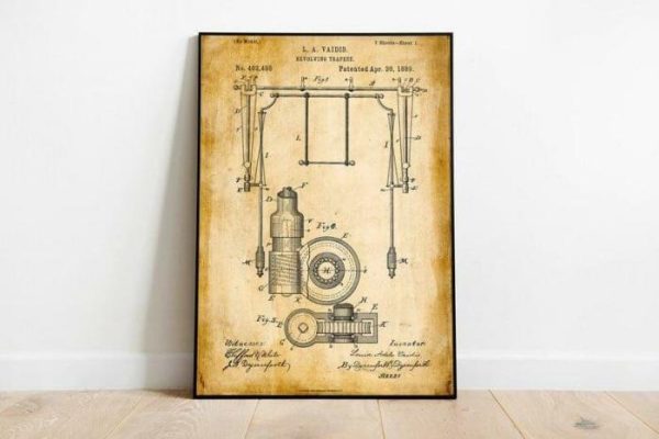 Vintage Wall Art | Gymnastics Patent Print, Framed Art Print, 28×40 inches Vintage Wall Art Vintage Wall Art