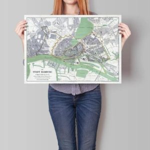 Vintage Wall Art | Hamburg City Map Wall Print, Framed Map Wall Decor, 12×16 inches Vintage Wall Art Vintage Wall Art