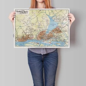 Vintage Wall Art | Hamburg City Map Wall Print, Framed Map Wall Decor, 24×30 inches Vintage Wall Art Vintage Wall Art