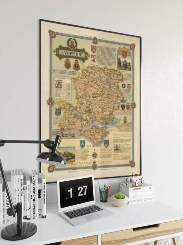 Vintage Wall Art | Hampshire Map Print, Art History, 24×30 inches Vintage Wall Art Vintage Wall Art