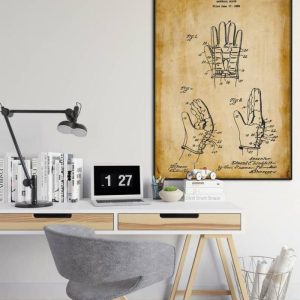 Vintage Wall Art | Handball Glove Patent Print, Framed Art Print, 20×28 inches Vintage Wall Art Vintage Wall Art