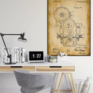 Vintage Wall Art | Harley Davidson Patent Print, Framed Art Print, 24×32 inches Vintage Wall Art Vintage Wall Art