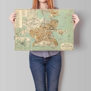 Vintage Wall Art | Helsinki City Map Wall Print, Framed Map Wall Decor, 16×20 inches Vintage Wall Art Vintage Wall Art