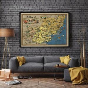 Vintage Wall Art | Hertfordshire Map Print, Art History, 12×16 inches Vintage Wall Art Vintage Wall Art