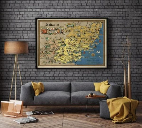 Vintage Wall Art | Hertfordshire Map Print, Art History, 12×16 inches Vintage Wall Art Vintage Wall Art