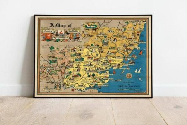 Vintage Wall Art | Hertfordshire Map Print, Art History, 12×16 inches Vintage Wall Art Vintage Wall Art