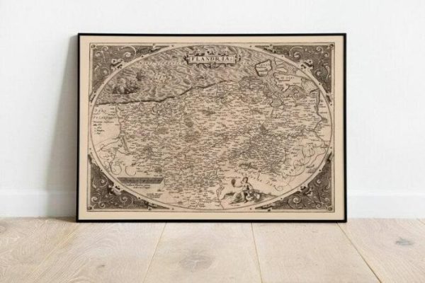 Vintage Wall Art | Historical Map Of Belgium 1570, Flanders, 28×40 inches Vintage Wall Art Vintage Wall Art