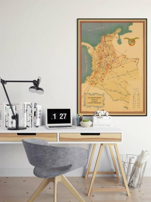 Vintage Wall Art | Historical Map Of Colombia, Old Bogota Map Print, 16×22 inches Vintage Wall Art Vintage Wall Art