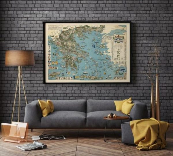 Vintage Wall Art | Historical Map Of Greece, Greece Map Wall Art Print, 24×30 inches Vintage Wall Art Vintage Wall Art