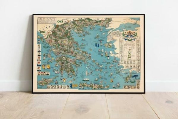 Vintage Wall Art | Historical Map Of Greece, Greece Map Wall Art Print, 24×30 inches Vintage Wall Art Vintage Wall Art