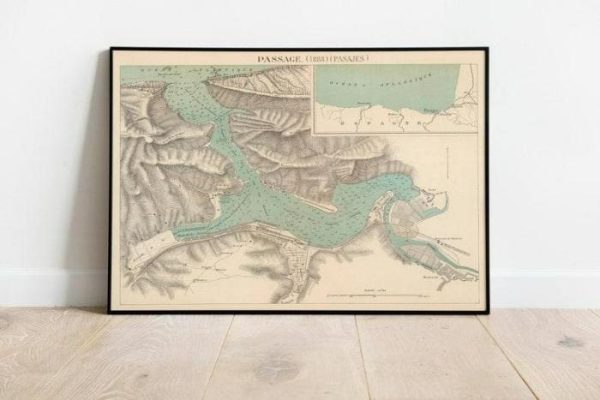 Vintage Wall Art | Historical Map Of Pasaia, Maps Of Spain, 24×36 inches Vintage Wall Art Vintage Wall Art