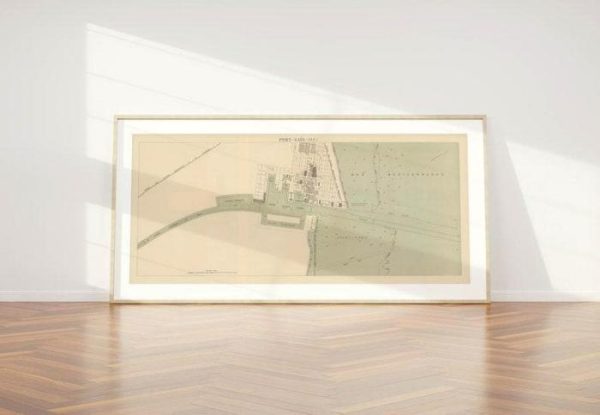 Vintage Wall Art | Historical Map Of Port Said, Maps Of Egypt, 20×36 inches Vintage Wall Art Vintage Wall Art