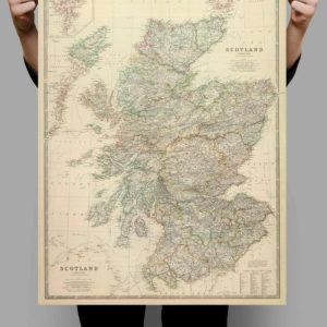 Vintage Wall Art | Historical Map Of Scotland, 1876 Old Map Scotland Wall Print, 16×24 inches Vintage Wall Art Vintage Wall Art