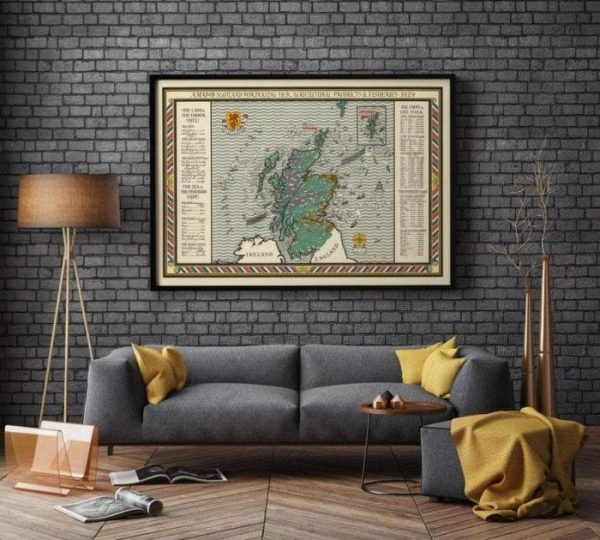 Vintage Wall Art | Historical Map Of Scotland, Scotland Map Wall Print, 24×36 inches Vintage Wall Art Vintage Wall Art