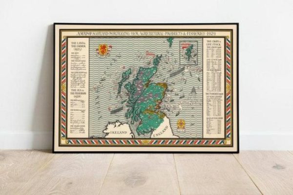 Vintage Wall Art | Historical Map Of Scotland, Scotland Map Wall Print, 24×36 inches Vintage Wall Art Vintage Wall Art