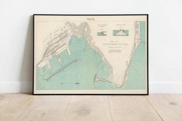 Vintage Wall Art | Historical Map Of Trieste, Maps Of Italy, 14×20 inches Vintage Wall Art Vintage Wall Art