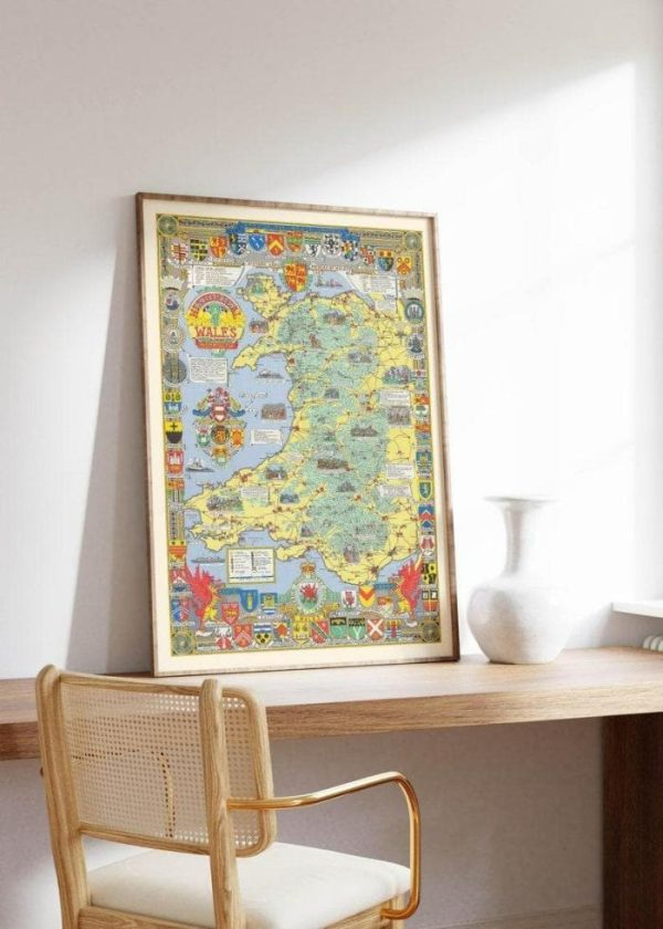 Vintage Wall Art | Historical Map Of Wales And Monmouth, Poster Print, 14×20 inches Vintage Wall Art Vintage Wall Art