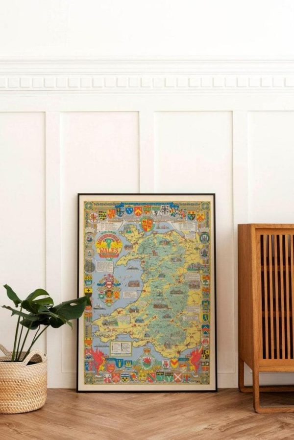 Vintage Wall Art | Historical Map Of Wales And Monmouth, Poster Print, 14×20 inches Vintage Wall Art Vintage Wall Art