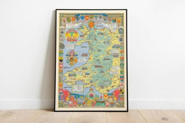 Vintage Wall Art | Historical Map Of Wales And Monmouth, Poster Print, 14×20 inches Vintage Wall Art Vintage Wall Art