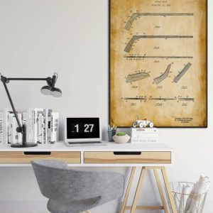 Vintage Wall Art | Hockey Stick Patent Print, Framed Art Print, 20×28 inches Vintage Wall Art Vintage Wall Art