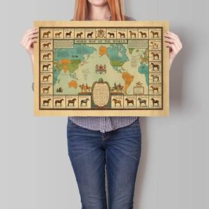 Vintage Wall Art | Horse Map Of The World, Horse Art, 28×42 inches Vintage Wall Art Vintage Wall Art