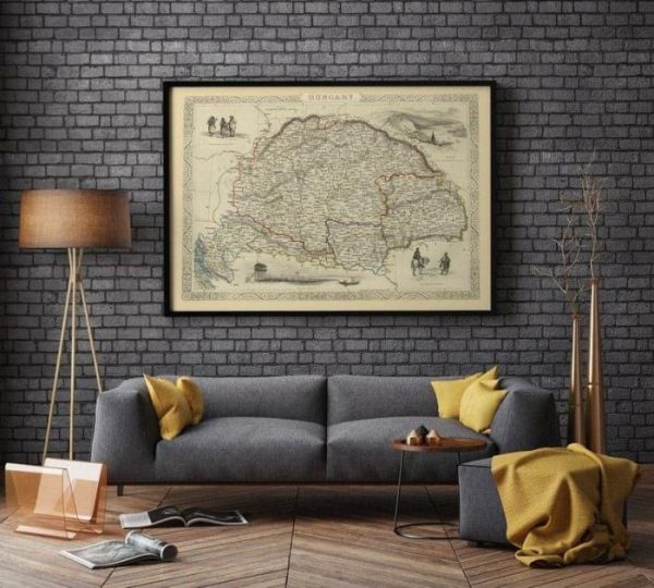 Vintage Wall Art | Hungary Map 1851, Hungary Map Wall Art, 20×24 inches Vintage Wall Art Vintage Wall Art