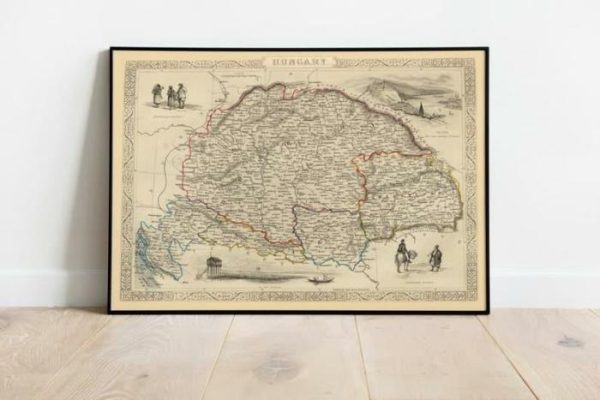 Vintage Wall Art | Hungary Map 1851, Hungary Map Wall Art, 20×24 inches Vintage Wall Art Vintage Wall Art