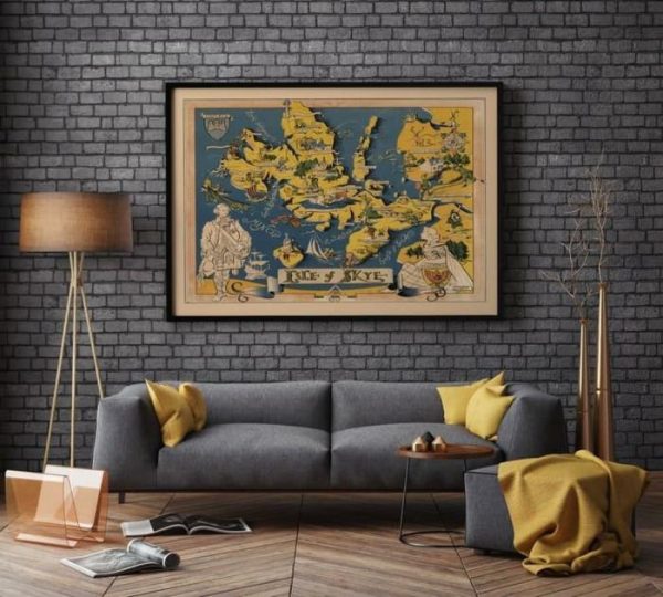 Vintage Wall Art | Isle Of Skye Map Print, Canvas Print Wall Art, 12×14 inches Vintage Wall Art Vintage Wall Art