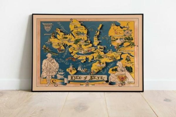 Vintage Wall Art | Isle Of Skye Map Print, Canvas Print Wall Art, 12×14 inches Vintage Wall Art Vintage Wall Art