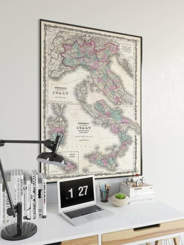 Vintage Wall Art | Italy Map Wall Print, 1862 Italy Map, 24×36 inches Vintage Wall Art Vintage Wall Art