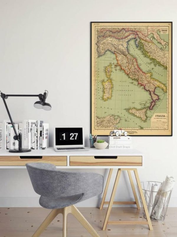 Vintage Wall Art | Italy Map Wall Print, 1903 Italy Map, 16×20 inches Vintage Wall Art Vintage Wall Art