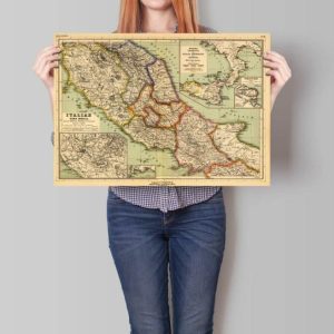 Vintage Wall Art | Italy Map Wall Print, 1903 Italy Map, 32×40 inches Vintage Wall Art Vintage Wall Art