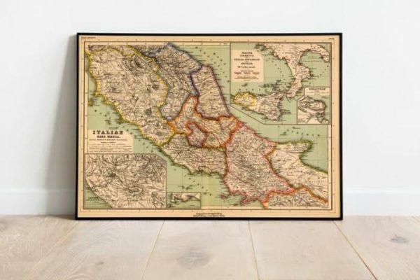 Vintage Wall Art | Italy Map Wall Print, 1903 Italy Map, 32×40 inches Vintage Wall Art Vintage Wall Art