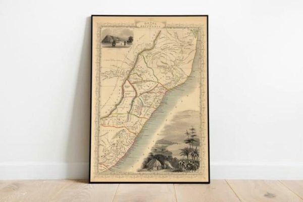 Vintage Wall Art | Kaffraria And Natal Map Print Wall Art, 1851 South Africa Vintage Map Wall Prints, 28×36 inches Vintage Wall Art Vintage Wall Art