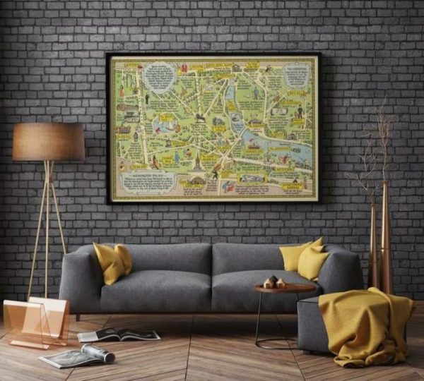 Vintage Wall Art | Kensington Gardens Map Print, Fine Art Prints, 24×32 inches Vintage Wall Art Vintage Wall Art