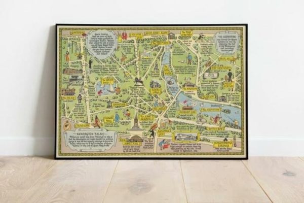 Vintage Wall Art | Kensington Gardens Map Print, Fine Art Prints, 24×32 inches Vintage Wall Art Vintage Wall Art