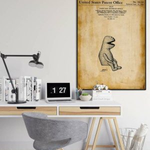 Vintage Wall Art | Kermit The Frog Patent Print, Framed Art Print, 20×28 inches Vintage Wall Art Vintage Wall Art