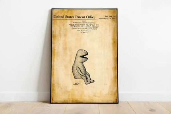 Vintage Wall Art | Kermit The Frog Patent Print, Framed Art Print, 20×28 inches Vintage Wall Art Vintage Wall Art