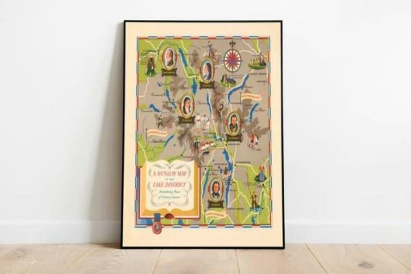 Vintage Wall Art | Lake District Map Print, Art History, 24×24 inches Vintage Wall Art Vintage Wall Art