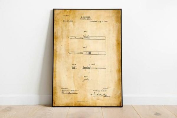 Vintage Wall Art | Lancet Patent Print, Framed Art Print, 24×32 inches Vintage Wall Art Vintage Wall Art