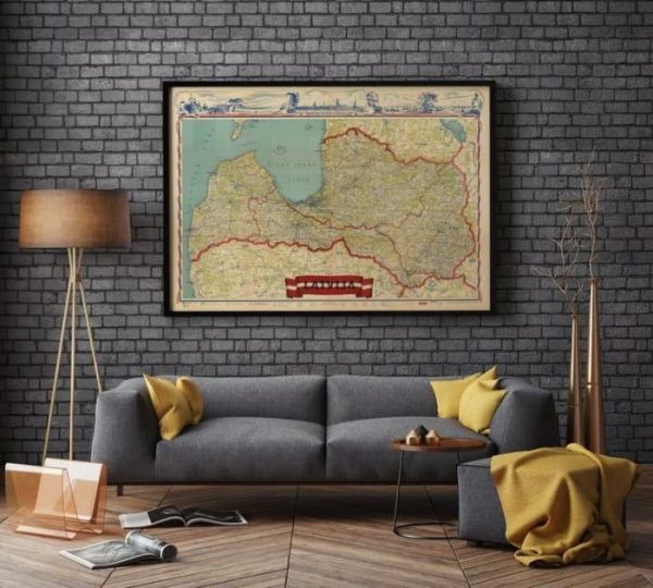 Vintage Wall Art | Latvia Map Print, Art History, 12×16 inches Vintage Wall Art Vintage Wall Art