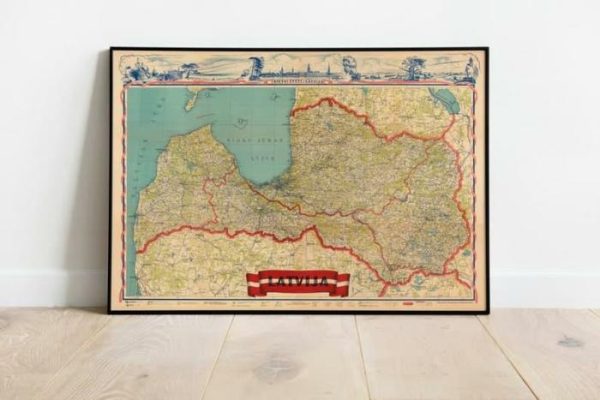 Vintage Wall Art | Latvia Map Print, Art History, 12×16 inches Vintage Wall Art Vintage Wall Art