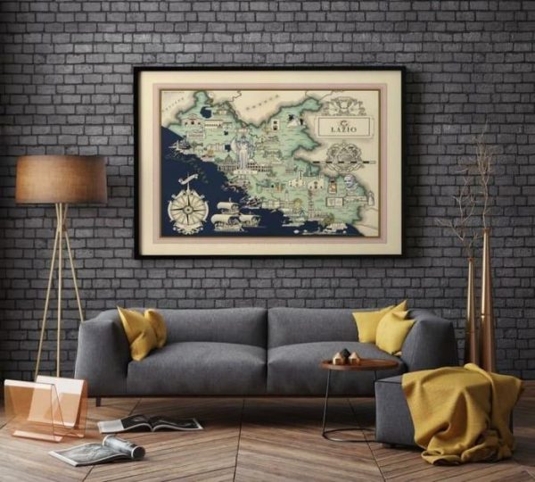 Vintage Wall Art | Lazio Map Print, Art History, 12×16 inches Vintage Wall Art Vintage Wall Art